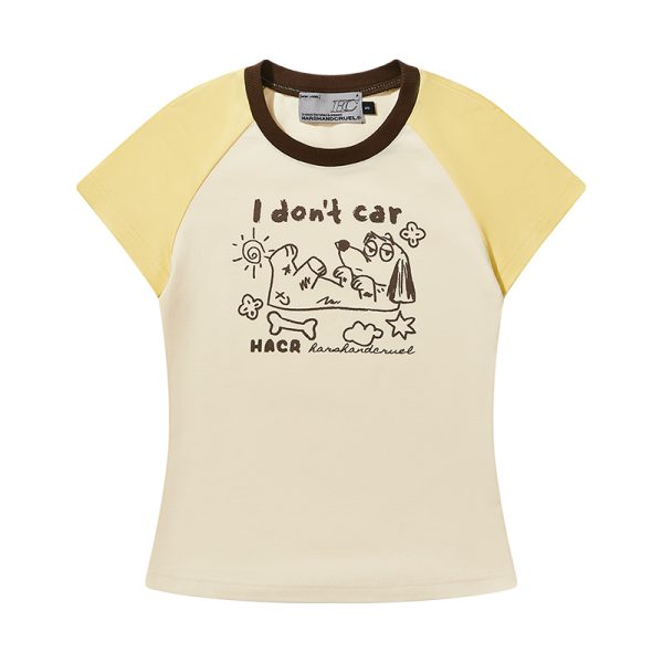 Hand-Painted Cute Dog Couple Loose Raglan Short Sleeve T-Shirt for Men and Women - Y2K Aesthetic Fashion Tee
