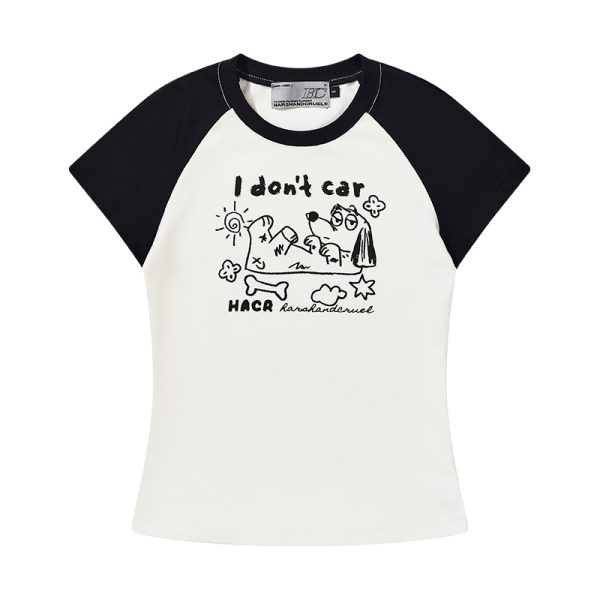 Hand-Painted Cute Dog Couple Loose Raglan Short Sleeve T-Shirt for Men and Women - Y2K Aesthetic Fashion Tee