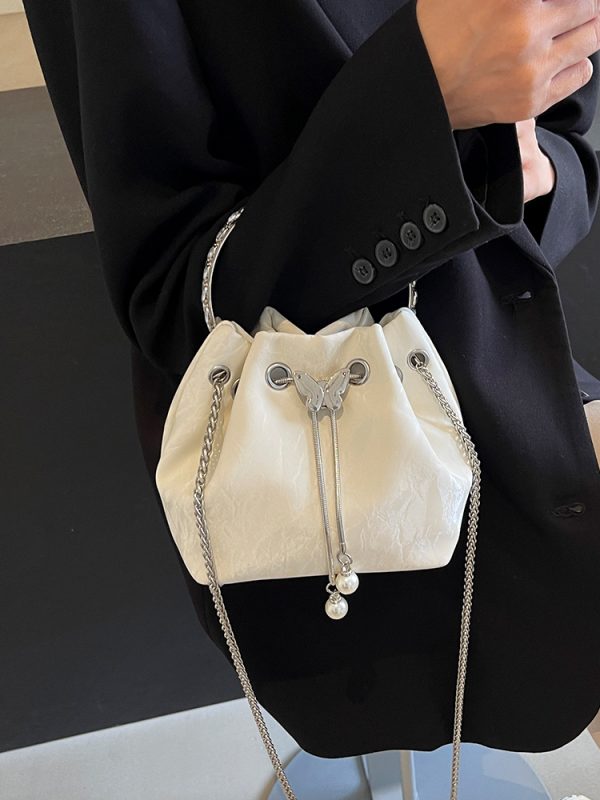 Handheld Drawstring Bucket Bag for Women - Summer 2025 Korean Style INS Minimalist Versatile Shoulder Bag
