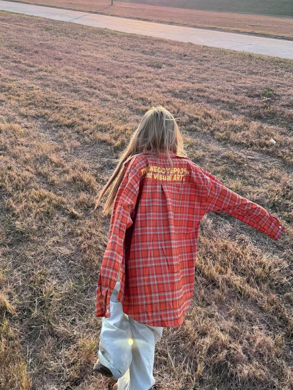 Handmade 2025 Spring Plaid Long Sleeve Shirt Jacket for Unisex - Casual Loose Fit American Style