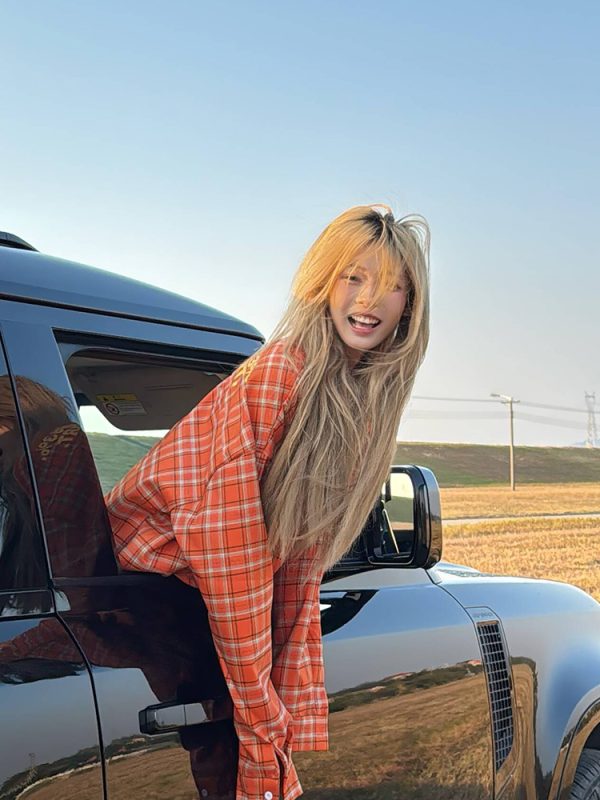 Handmade 2025 Spring Plaid Long Sleeve Shirt Jacket for Unisex - Casual Loose Fit American Style