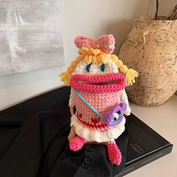 Handmade Mini Bag for Women - 2025 Summer Knitted Big Mouth Crossbody Phone Bag - Unique Quirky Style