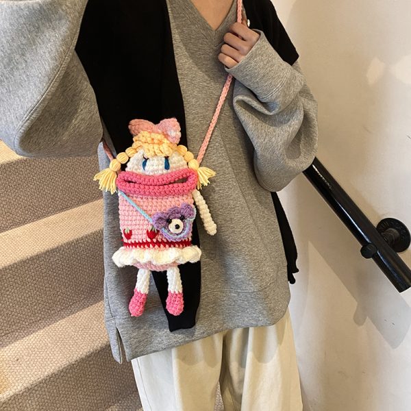 Handmade Mini Bag for Women - 2025 Summer Knitted Big Mouth Crossbody Phone Bag - Unique Quirky Style