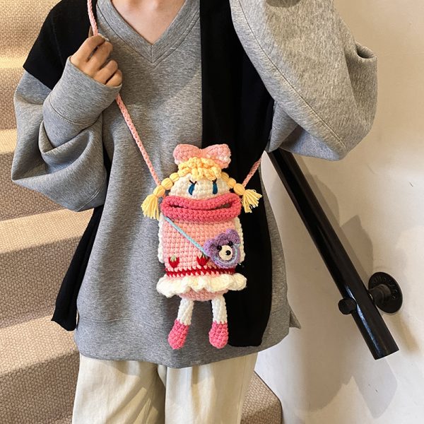 Handmade Mini Bag for Women - 2025 Summer Knitted Big Mouth Crossbody Phone Bag - Unique Quirky Style