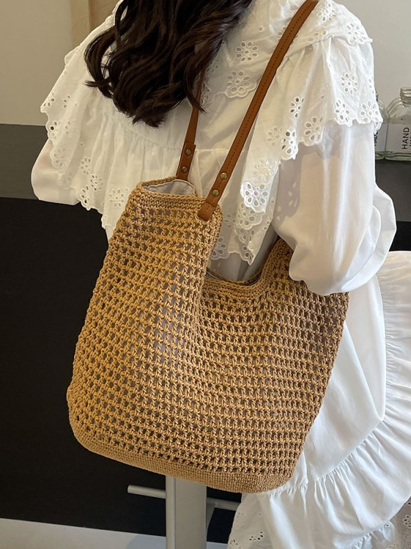 Handmade Woven Straw Bag for Women - Large Capacity Beach Tote, Stylish Shoulder Bag for Vacation & Commuting 2025