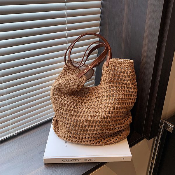 Handmade Woven Straw Bag for Women - Large Capacity Beach Tote, Stylish Shoulder Bag for Vacation & Commuting 2025