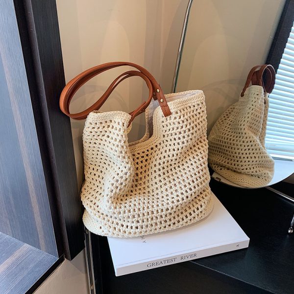 Handmade Woven Straw Bag for Women - Large Capacity Beach Tote, Stylish Shoulder Bag for Vacation & Commuting 2025