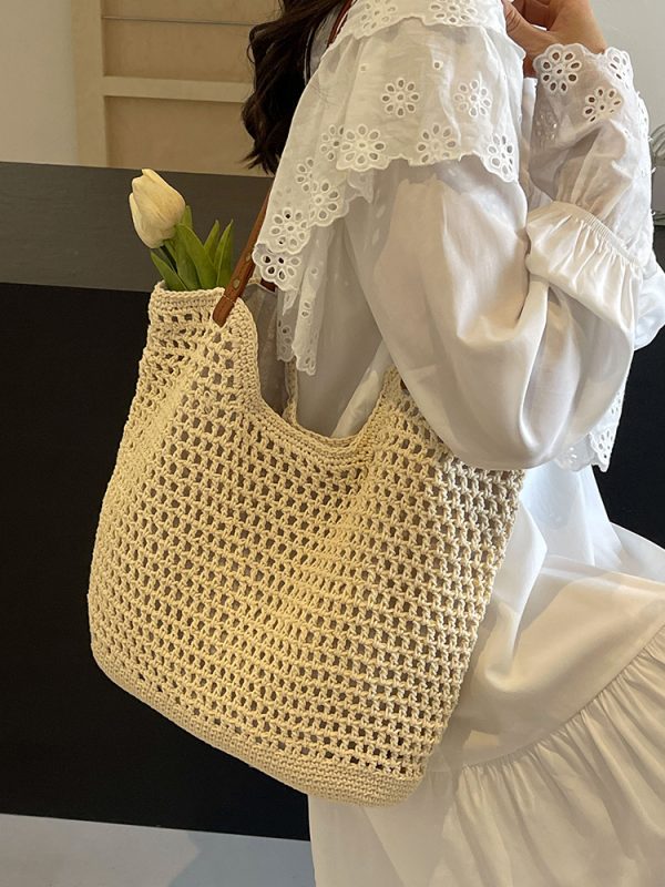Handmade Woven Straw Bag for Women - Large Capacity Beach Tote, Stylish Shoulder Bag for Vacation & Commuting 2025
