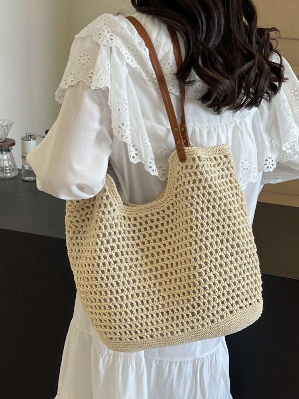 Handmade Woven Straw Bag for Women - Large Capacity Beach Tote, Stylish Shoulder Bag for Vacation & Commuting 2025