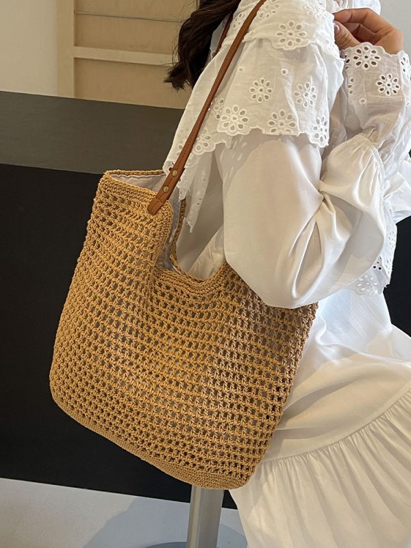 Handmade Woven Straw Bag for Women - Large Capacity Beach Tote, Stylish Shoulder Bag for Vacation & Commuting 2025
