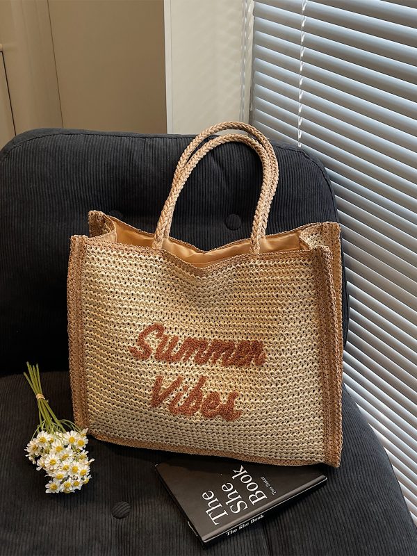 Handwoven Women's Straw Beach Tote Bag - Large Capacity Shoulder Bag for Seaside Vacation 2025 Style