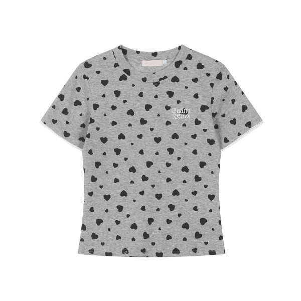 Heart Polka Dot Short Sleeve T-Shirt for Women - Slim Fit American Style Top for Spring and Summer