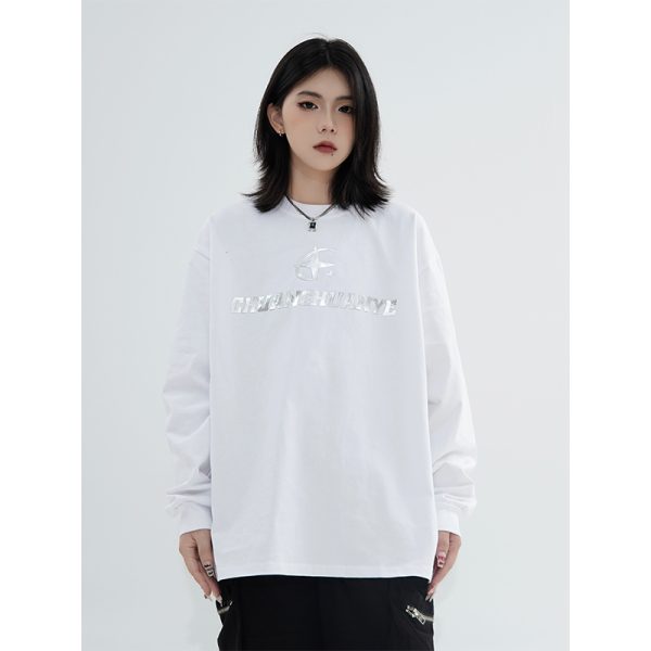 Heavyweight American Street Style Short Sleeve T-Shirt for Men & Women, Loose Fit with Small Collar, Trendy 90s Inspired Fashion.