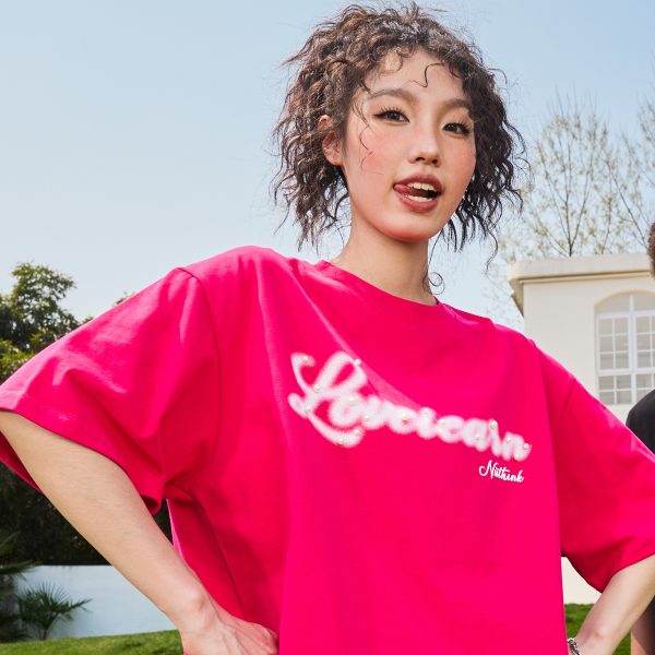Heavyweight American Vintage Pearl Letter Print Short Sleeve T-Shirt Unisex Loose Fit 2025 Summer Streetwear