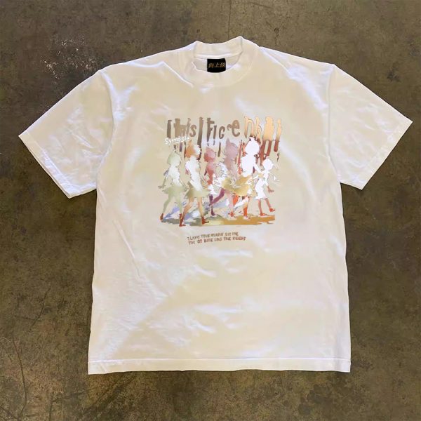Heavyweight Couple's Loose Short-Sleeve T-Shirt in 260g Pure Cotton â€“ Charitable Upward Hero Design for Men and Women, Casual Style