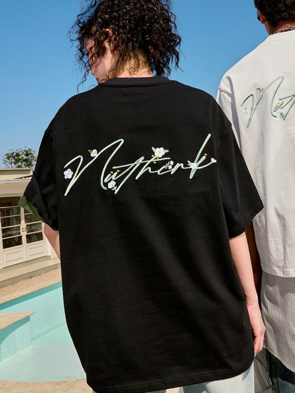 Heavyweight Floral Embroidered Short Sleeve T-Shirt for Men and Women - American Streetwear, Loose Fit, 2025 Summer Style