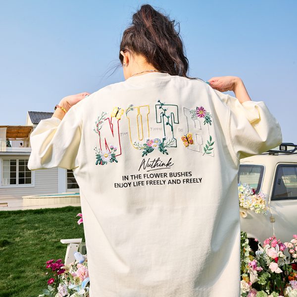 Heavyweight Floral Embroidery Letter Short Sleeve T-Shirt for Men - Streetwear Loose Fit Hip Hop Style - Summer 2025 Fashion