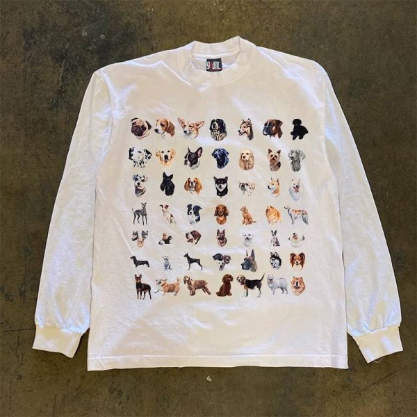 Heavyweight Long Sleeve T-Shirt for Couples - Dog Mobilization Design, 280g, Perfect for Charity Events and Casual Wear