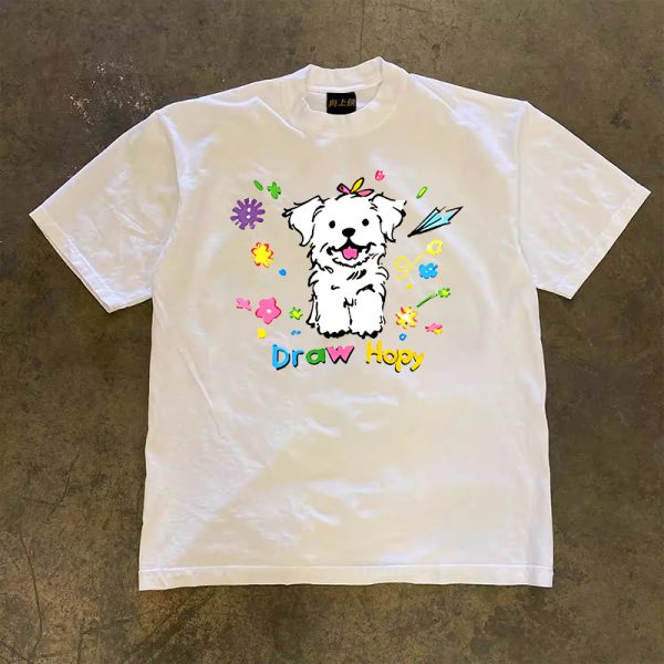 Heavyweight Loose Short-Sleeve T-Shirt for Men and Women - 100% Cotton, Charitable Design, Casual Streetwear Fashion
