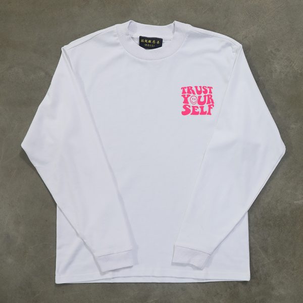 Heavyweight Oversized Long-Sleeve T-Shirt with Niche Letter Print - Motivational Graphic Tee for Casual Street Style