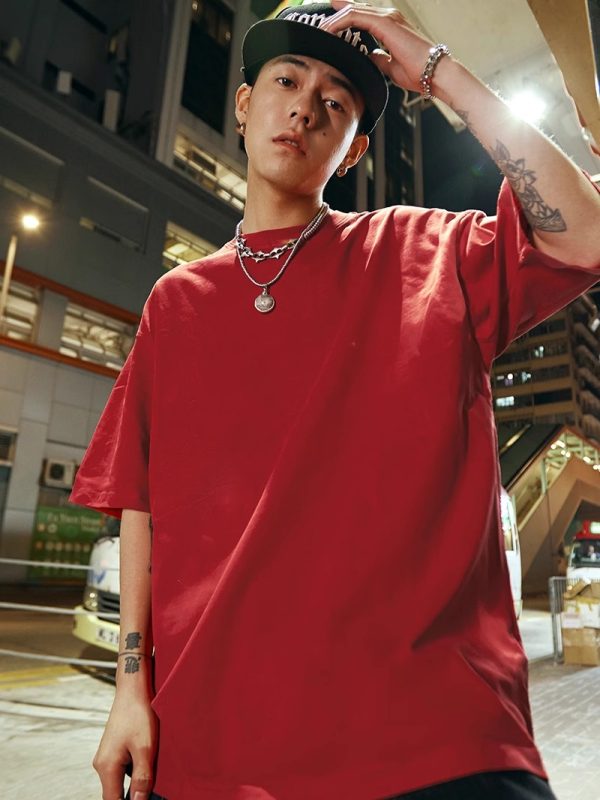 Heavyweight Solid Color Short Sleeve T-Shirt for Men and Women - Plus Size American Streetwear - Summer Casual 2025 Fashion