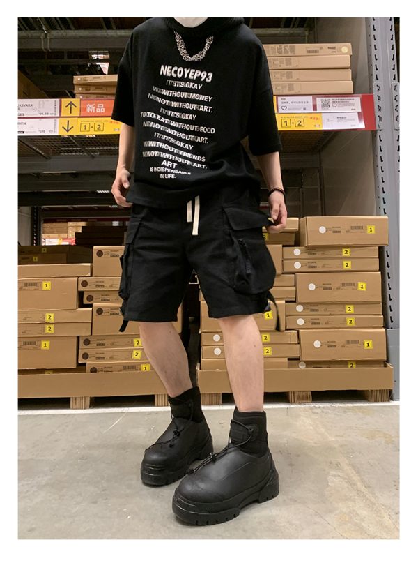 Heavyweight Streetwear Loose Fit Letter Print Short Sleeve T-Shirt for Men - 2025 Summer American High Street Style