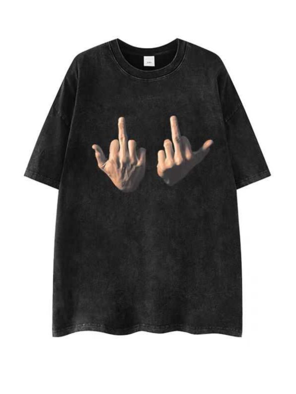 Heavyweight Vintage Washed Cotton Short Sleeve T-Shirt for Women - Hip-Hop Style, Retro Dark Fashion, European & American Trendy Design