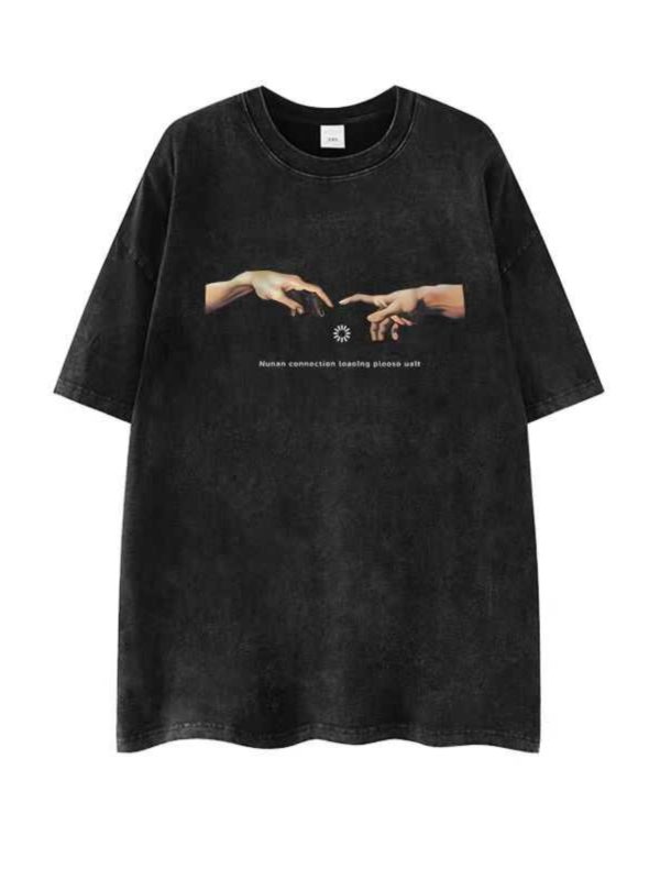 Heavyweight Vintage Washed Cotton Short Sleeve T-Shirt for Women - Hip-Hop Style, Retro Dark Fashion, European & American Trendy Design