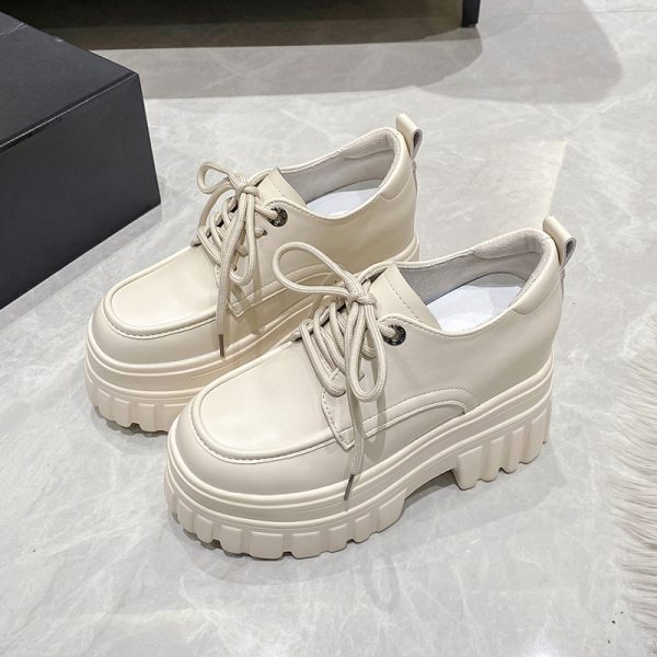 Height-Increasing Women's Patent Leather Platform Loafers - Thick-Soled Spring Autumn Shoes for Short Women
