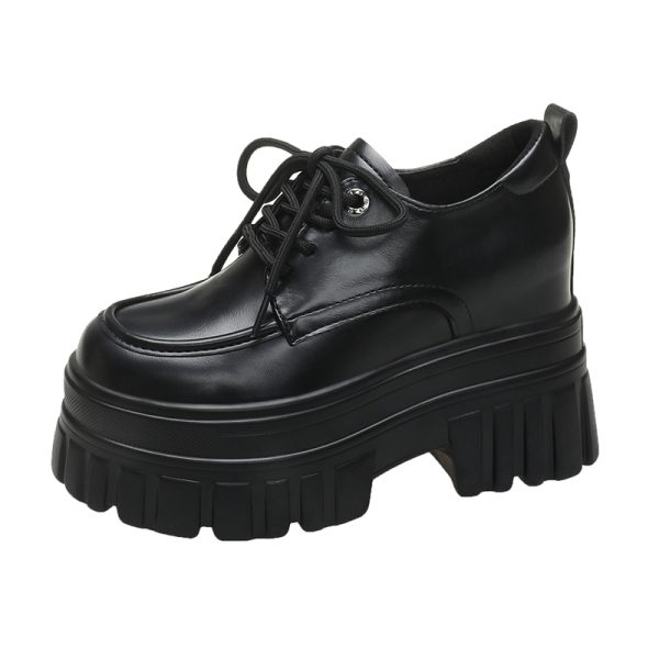 Height-Increasing Women's Patent Leather Platform Loafers - Thick-Soled Spring Autumn Shoes for Short Women