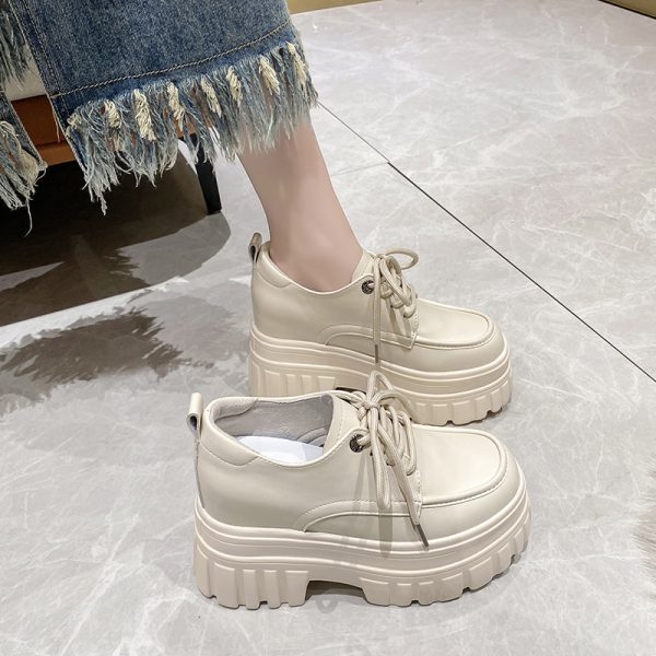Height-Increasing Women's Patent Leather Platform Loafers - Thick-Soled Spring Autumn Shoes for Short Women