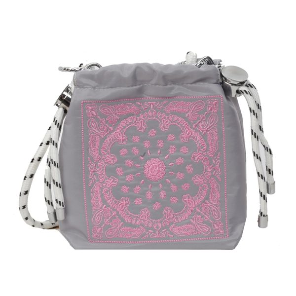 High-End Embroidered Canvas Bucket Bag for Women - Summer 2025 Drawstring Crossbody Phone Bag, Casual Style
