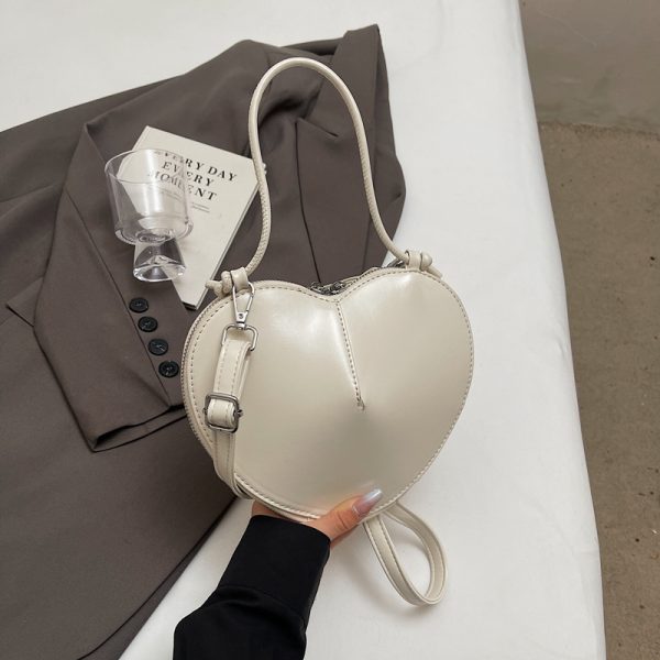 High-End Red Handbag for Women - 2025 Spring Summer Shoulder Crossbody Bag with Heart-Shaped Coin Purse, Trendy Niche Fashion Accessory