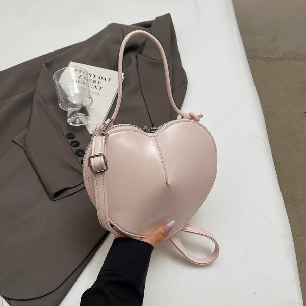High-End Red Handbag for Women - 2025 Spring Summer Shoulder Crossbody Bag with Heart-Shaped Coin Purse, Trendy Niche Fashion Accessory