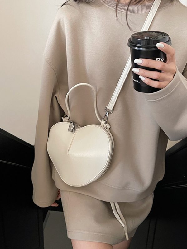 High-End Red Handbag for Women - 2025 Spring Summer Shoulder Crossbody Bag with Heart-Shaped Coin Purse, Trendy Niche Fashion Accessory
