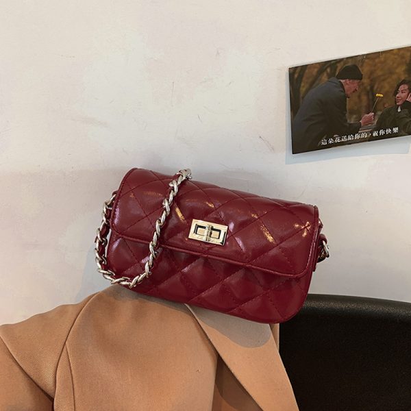 High-End Silver Diamond-Patterned Chain Crossbody Bag for Women - 2025 Minimalist Summer Fashion