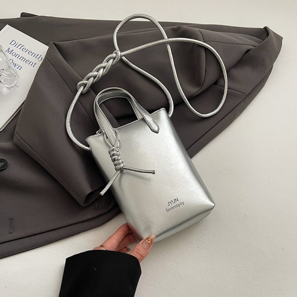 High-End Silver Mini Bag for Women - Lightweight Handheld Crossbody Zipper Bag for Summer 2025, Perfect for Y2K Fashion