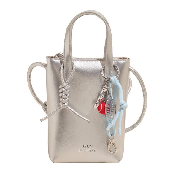 High-End Silver Mini Bag for Women - Lightweight Handheld Crossbody Zipper Bag for Summer 2025, Perfect for Y2K Fashion