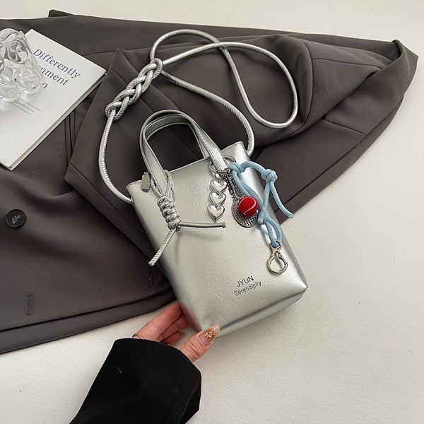 High-End Silver Mini Bag for Women - Lightweight Handheld Crossbody Zipper Bag for Summer 2025, Perfect for Y2K Fashion