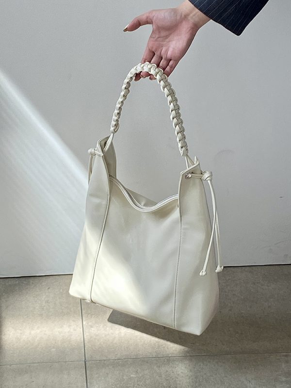 High-End Woven Leather Shoulder Tote Bag for Women - Large Capacity Commuting Bag, 2025 Niche Design