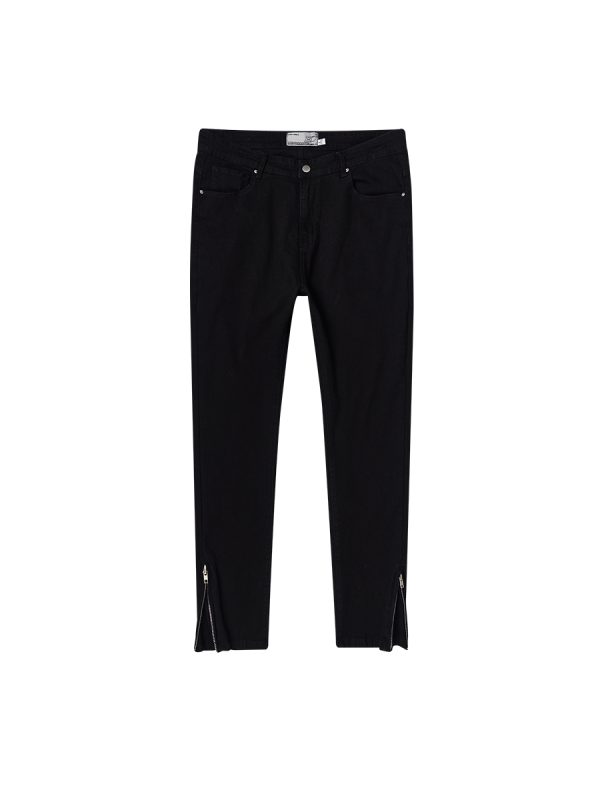 High Street Casual Cuff Zipper Denim Pants - Trendy Y2K Inspired Streetwear for Effortless Style