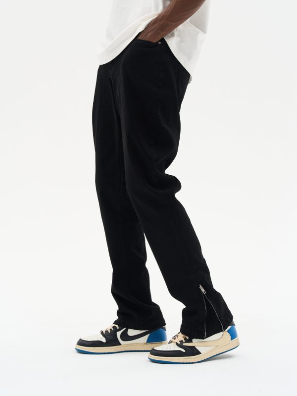 High Street Casual Cuff Zipper Denim Pants - Trendy Y2K Inspired Streetwear for Effortless Style