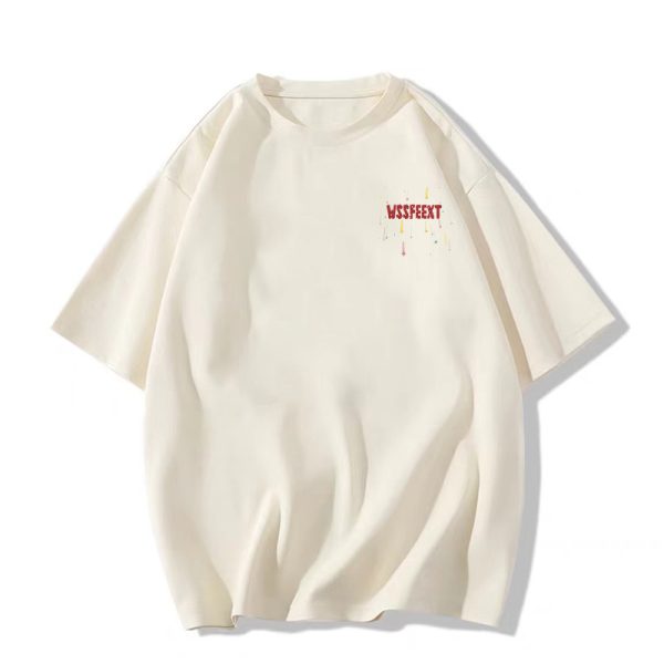 High Street Pure Cotton White Short Sleeve T-Shirt for Women, Plus Size, American Style, Casual Couple Top, Niche Design