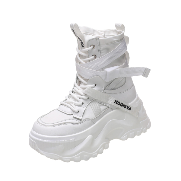 High-Top Sports Dad Shoes for Women - Versatile Thick-Soled Platform Casual Ankle Boots for Spring and Autumn