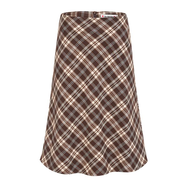High Waist A-Line Plaid Skirt for Women â€“ Retro College Style Knee-Length Bodycon Skirt in European and American Fashion