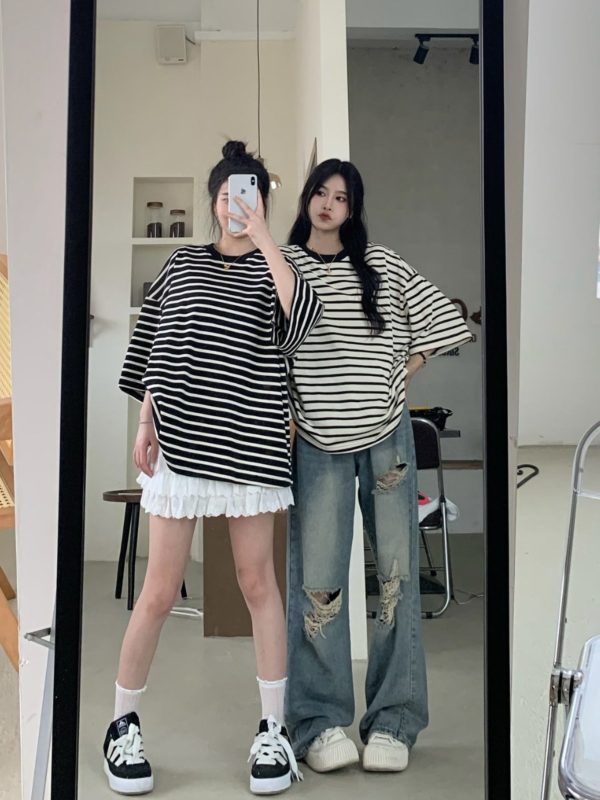 High Waist Ripped Jeans for Women - Trendy Summer Straight Leg Pants, Floor-Length Washed Style, INS Fashion, Casual Chic Look