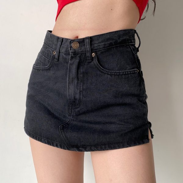 High Waist Side Split Denim Skirt for Women - Slimming Summer Skirt, European and American Style, Anti-Exposure Short Skirt