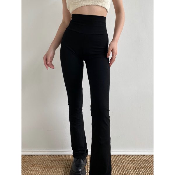 High Waist Stretchy Black Flared Yoga Pants for Women - Slimming Long Legs Casual Style, Perfect for Everyday Wear