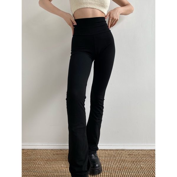 High Waist Stretchy Black Flared Yoga Pants for Women - Slimming Long Legs Casual Style, Perfect for Everyday Wear
