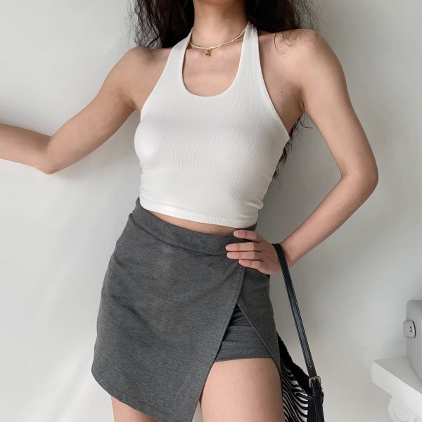 High-Waisted A-Line Skirt with Side Slit - European American Style Summer Mini Skirt for Women, Anti-Exposure Fashion